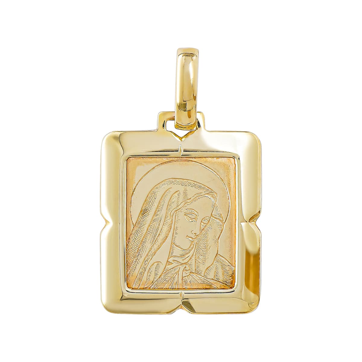 Φυλαχτό με την Παναγία Aπό Κίτρινο Χρυσό 14 Καρατίων PA643