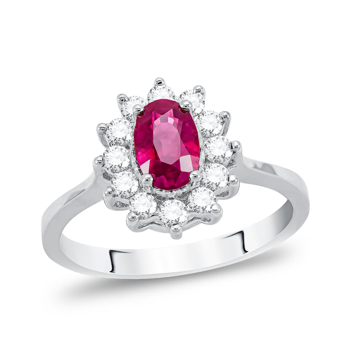 Μονόπετρο Δαχτυλίδι Με Διαμάντια Brilliant και Ρουμπίνι από Λευκό Χρυσό 18 Kαρατίων R28091