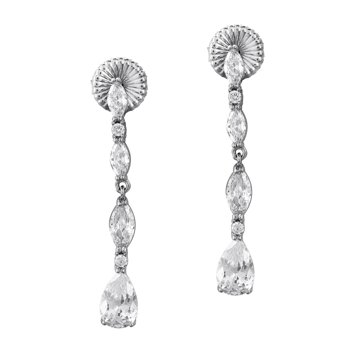 Luxenter Σκουλαρίκια Κρεμαστά με Λευκές Πέτρες από Ασήμι SK2081