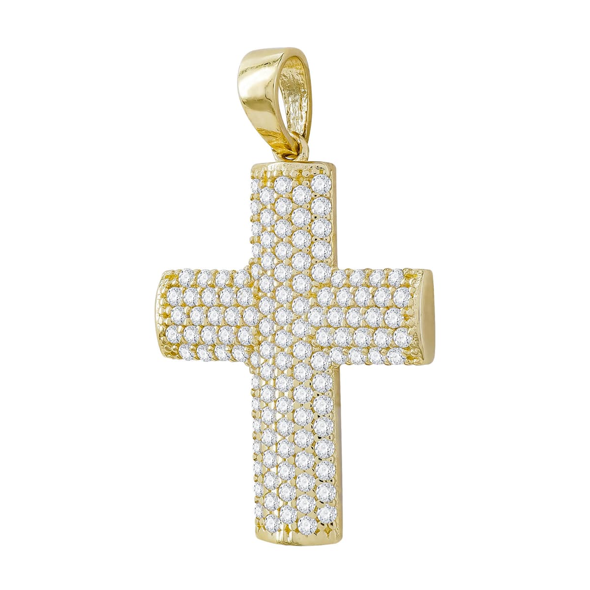 Σταυρός Βάπτισης Γυναικείος Σε Κίτρινο Χρυσό 14 Καρατίων με Πέτρες ST3125