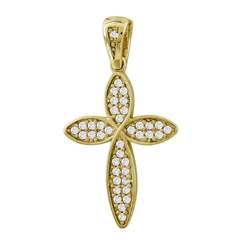 Σταυρός Βάπτισης Γυναικείος Σε Κίτρινο Χρυσό 14 Καρατίων με Πέτρες ST3140