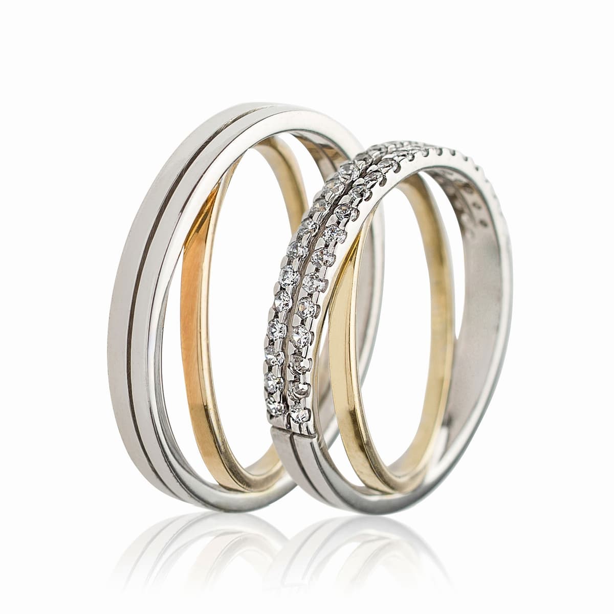 Δίχρωμη Χρυσή Βέρα Γάμου WR460