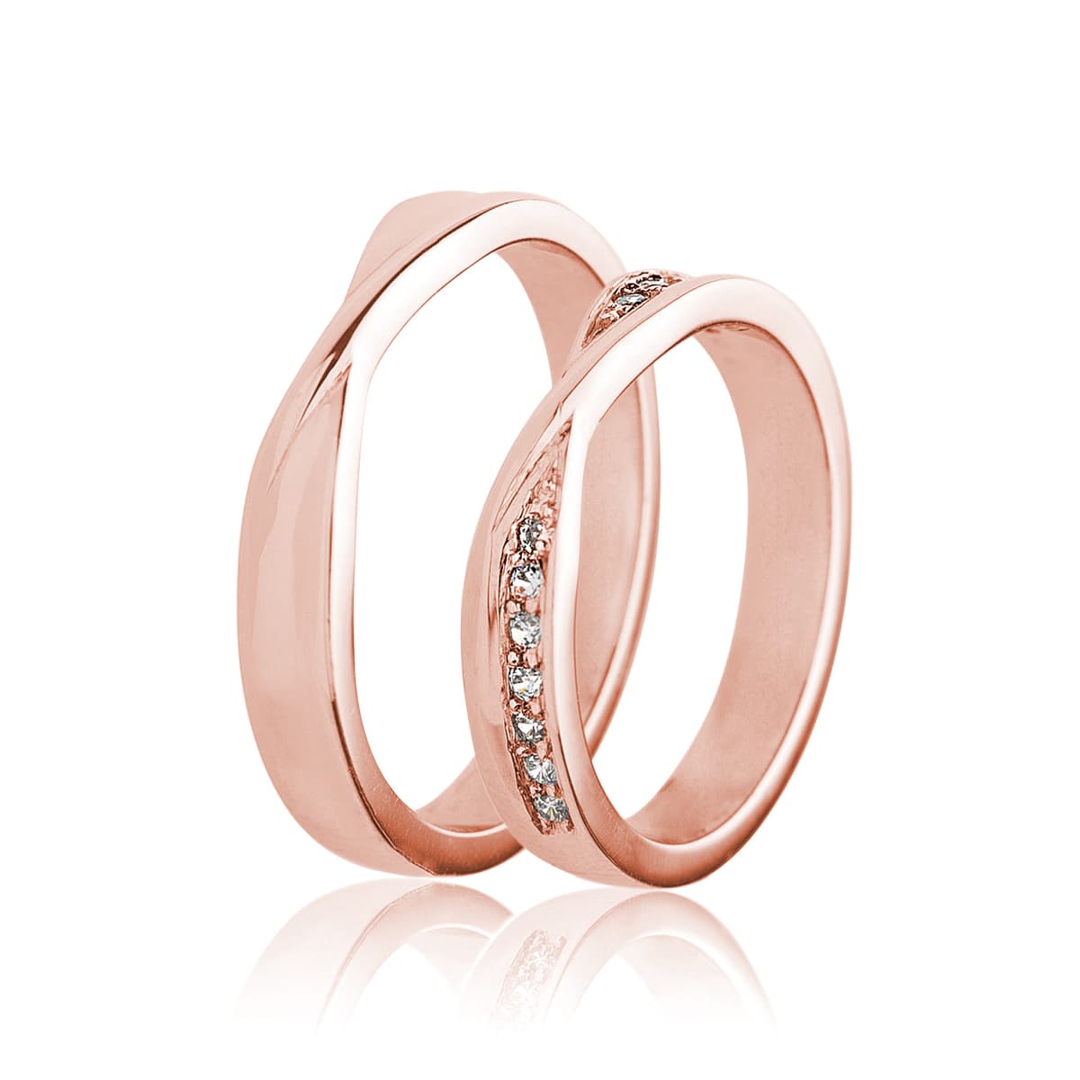 Ροζ Χρυσή Βέρα Γάμου WR472R