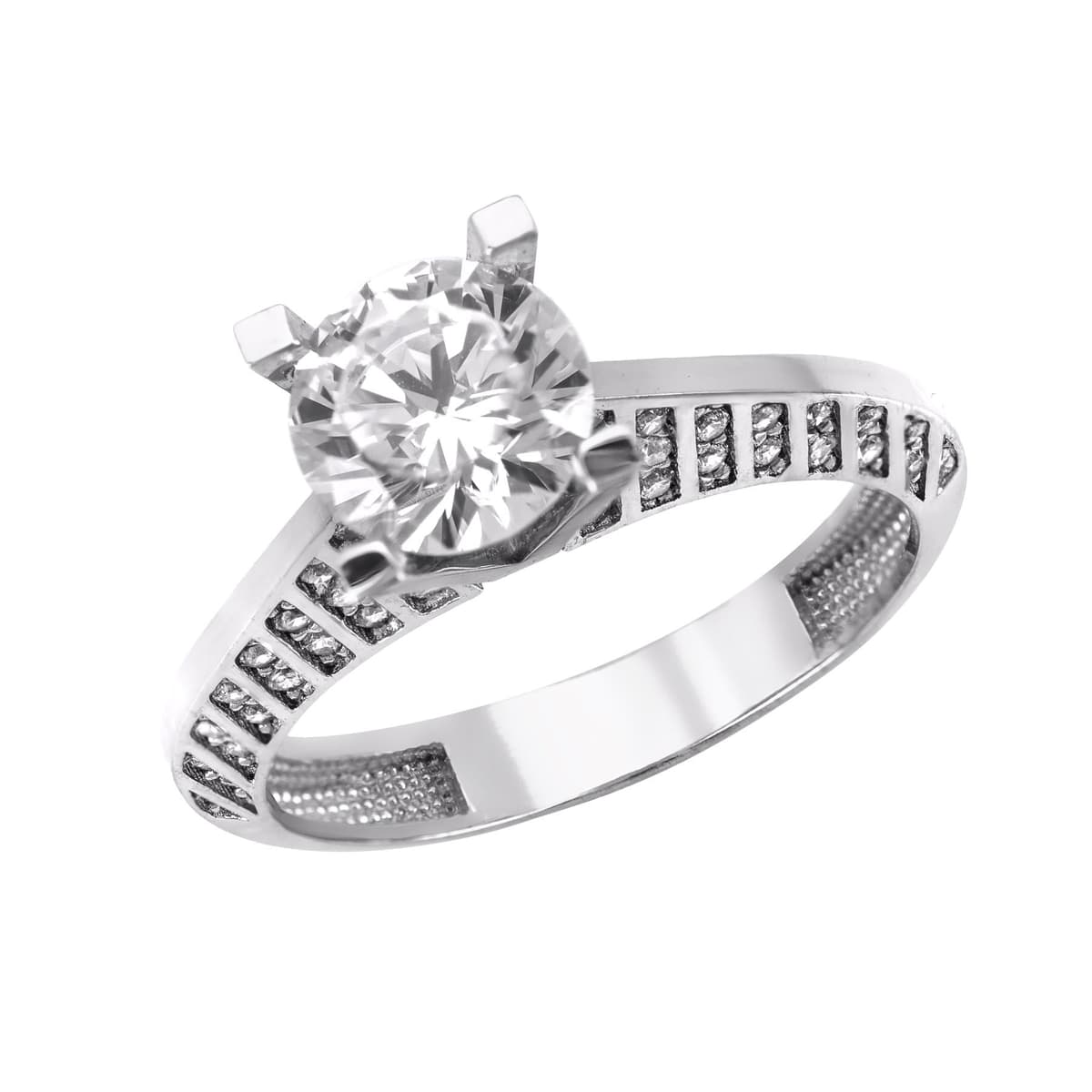 Moνόπετρο Δαχτυλίδι απο Λευκό Χρυσό 14 Καρατίων DX1435