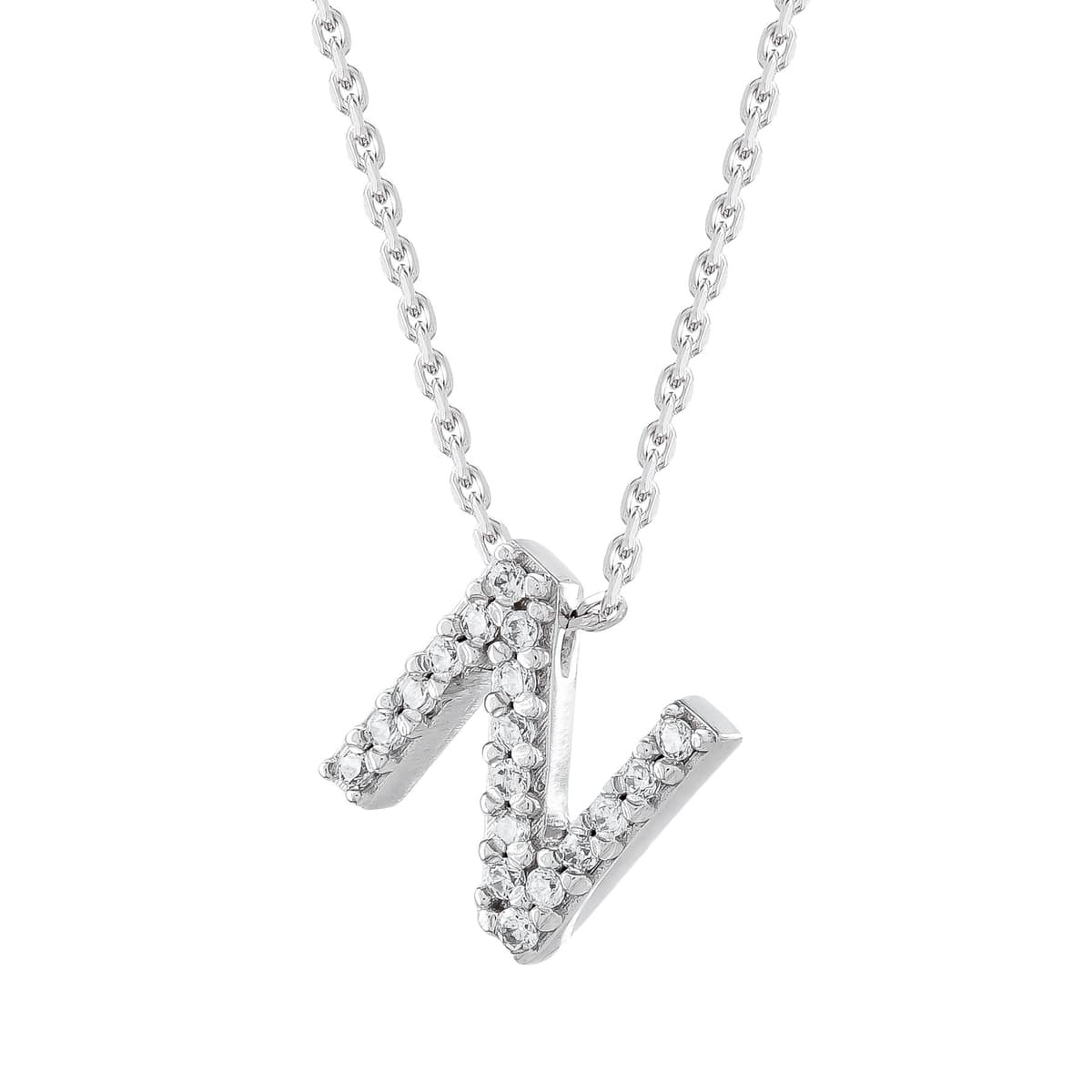 Μονόγραμμα Μενταγιόν “N” από Λευκό Χρυσό 14 Καρατίων MG237