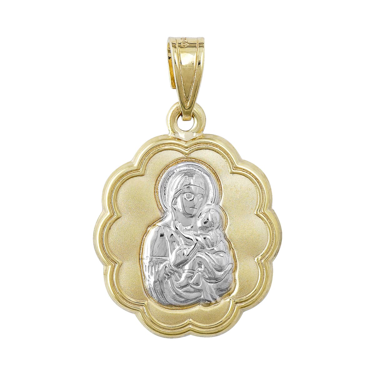 Φυλαχτό με την Παναγίτσα Aπό Δίχρωμο Χρυσό 9 Καρατίων PA633