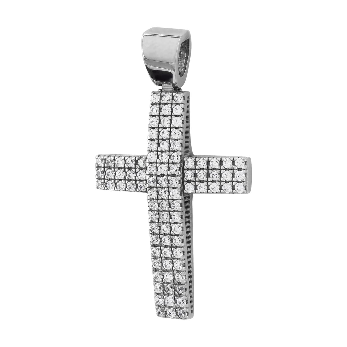 Σταυρός Βάπτισης Γυναικείος Σε Λευκό Χρυσό 14 Καρατίων με Πέτρες ST114349
