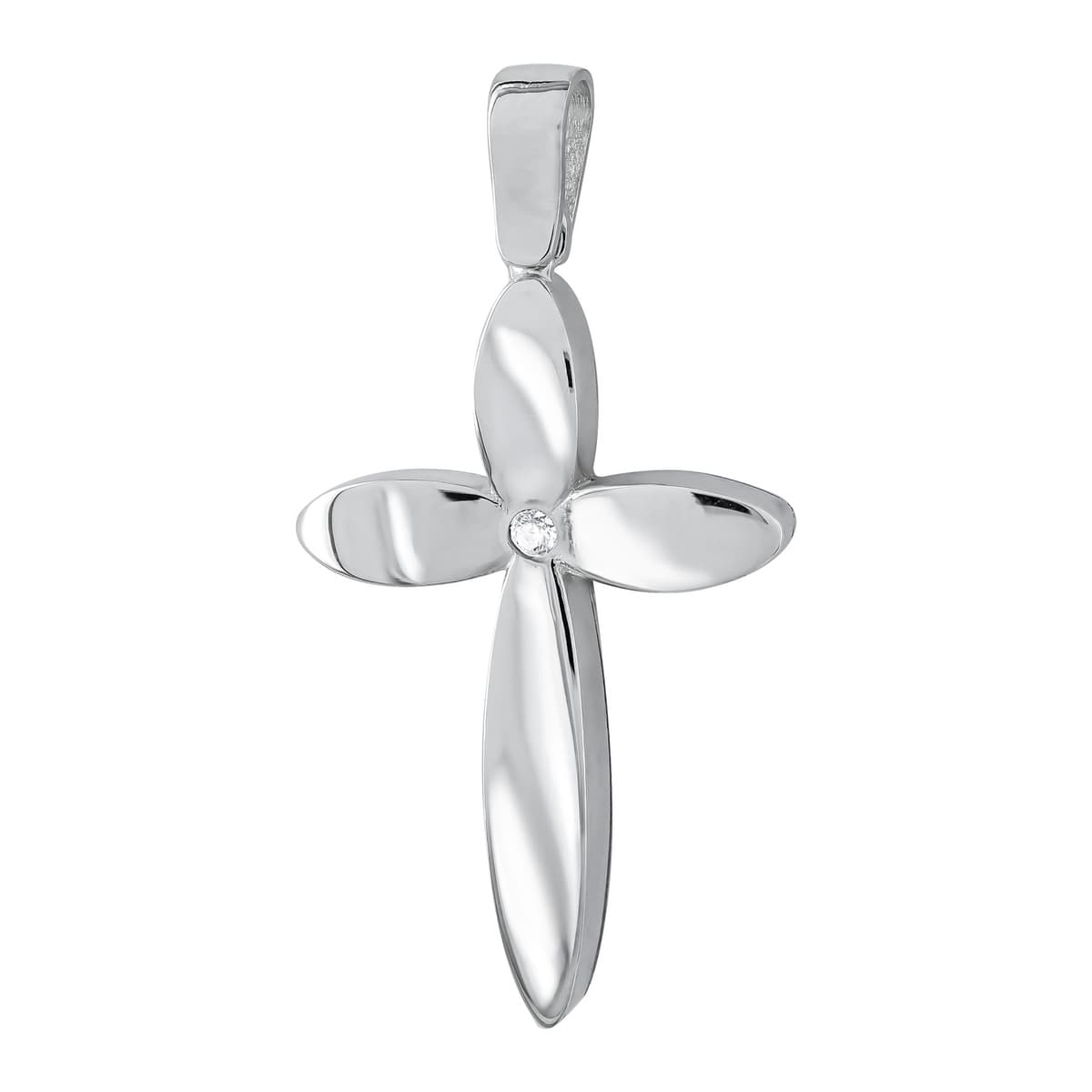 Σταυρός Βάπτισης Γυναικείος Σε Λευκό Χρυσό 14 Καρατίων με Πέτρες ST119512