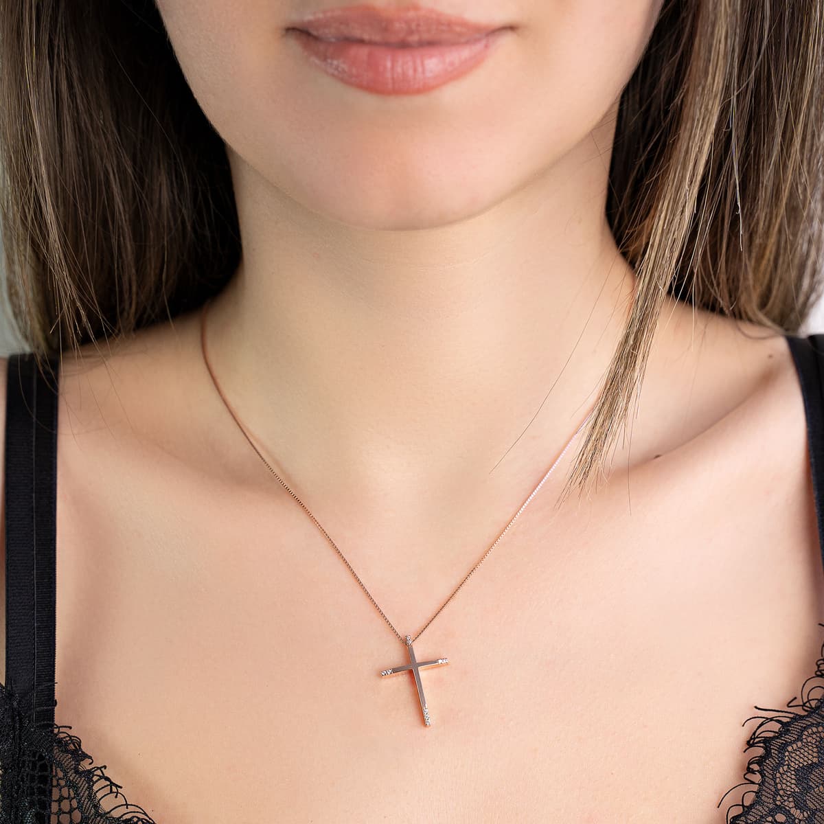 Girls' Baptism Crosses Gofas Rose Gold