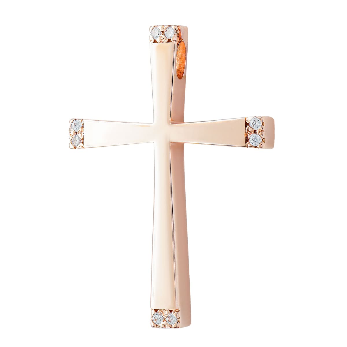 Σταυρός Βάπτισης Γυναικείος Σε Ροζ Χρυσό 14 Καρατίων με Πέτρες ST3187
