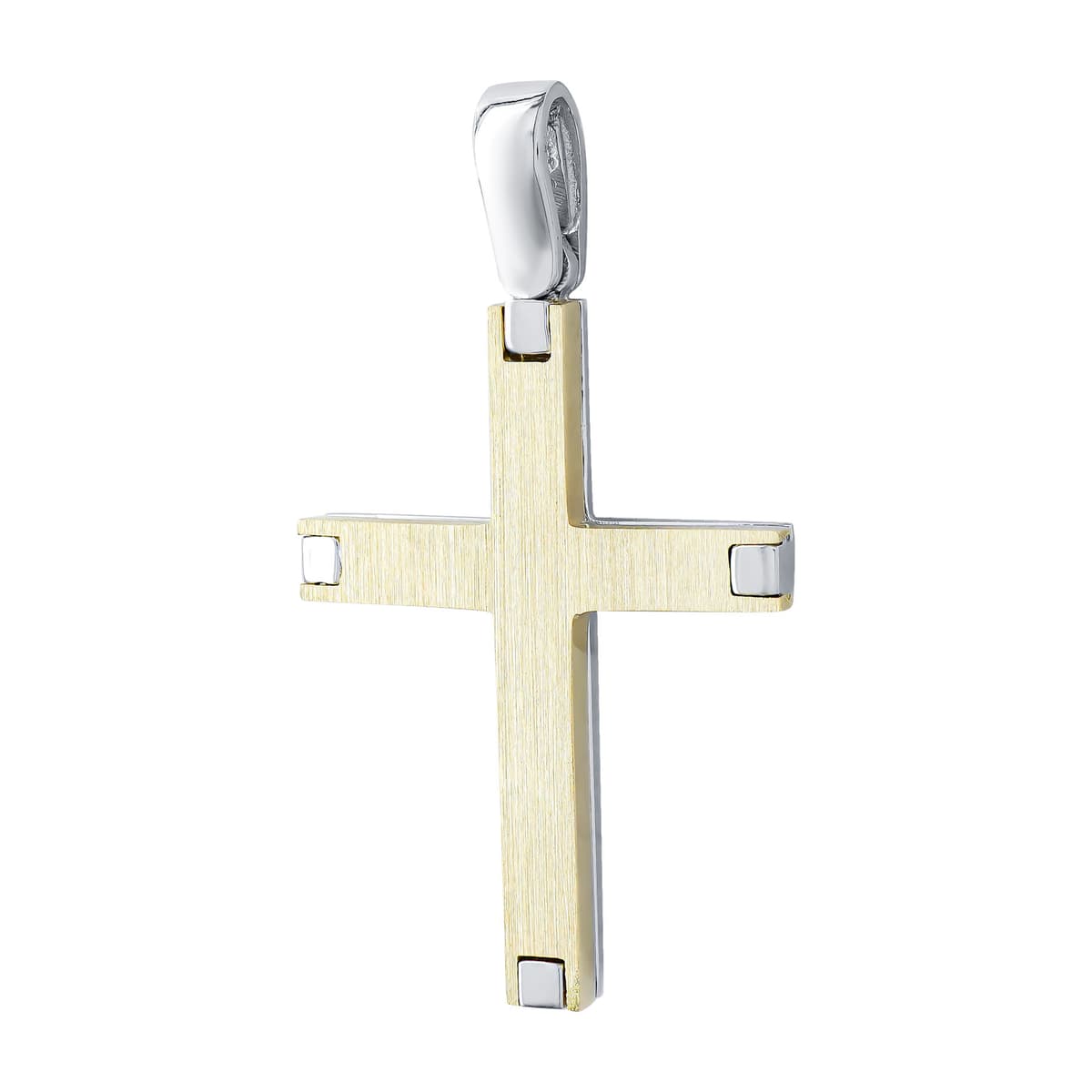 Σταυρός Βάπτισης Ανδρικός σε Δίχρωμο Χρυσό 14 Καρατίων ST3256