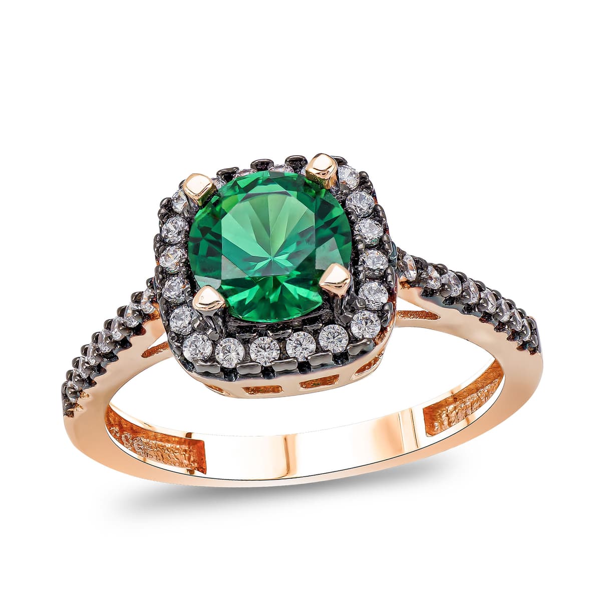 Μονόπετρο Δαχτυλίδι με Πράσινη Πέτρα απο Ροζ Χρυσό 14 Καρατίων DX107505