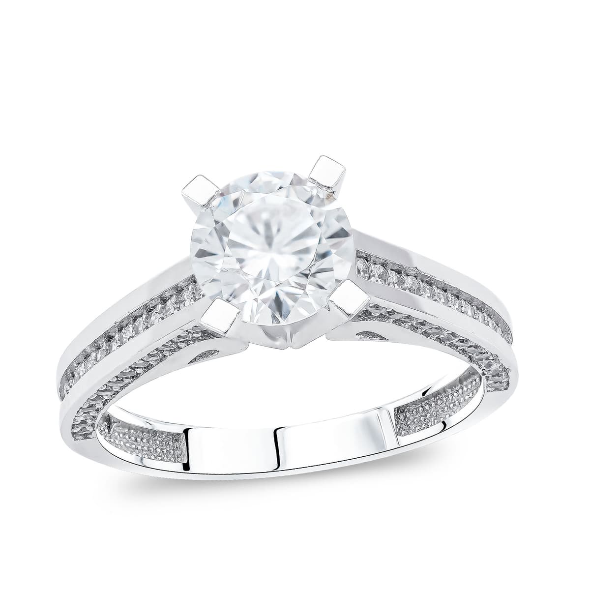 Μονόπετρο Δαχτυλίδι από Λευκό Χρυσό 14 Καρατίων DX118331