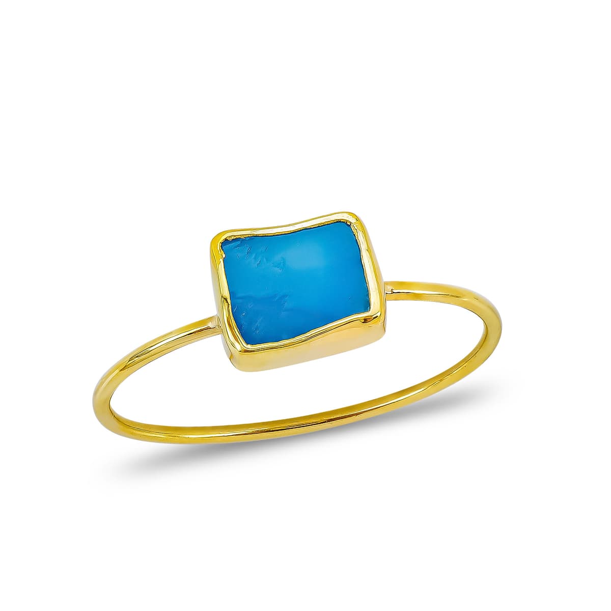 Χειροποίητο Δαχτυλίδι με Τυρκουάζ Αριζόνα από Κίτρινο Χρυσό 18 Καρατίων DX1644