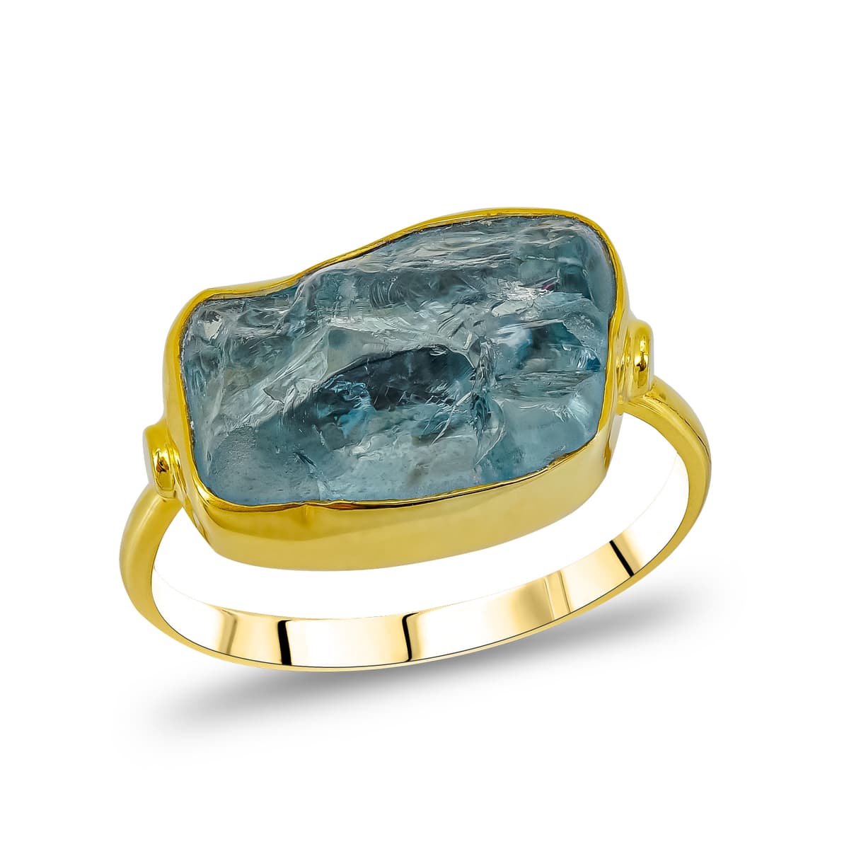 Χειροποίητο Δαχτυλίδι με Aqua Marine από Κίτρινο Χρυσό 18 Καρατίων DX1645