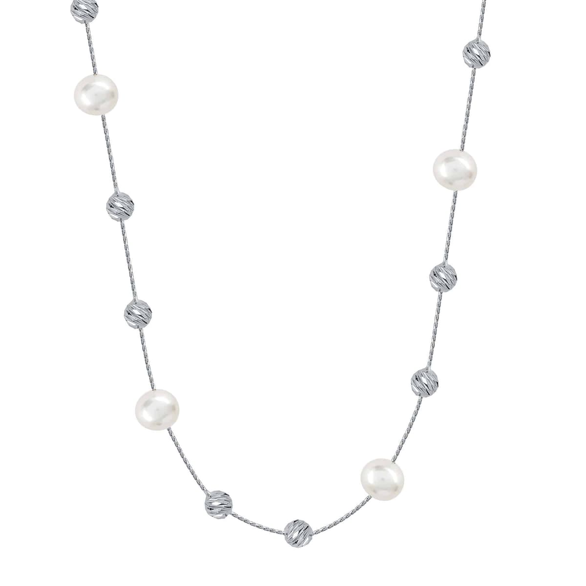 Κολιέ με Φυσικό Μαργαριτάρι από Λευκό Χρυσό 14 Καρατίων KL116351