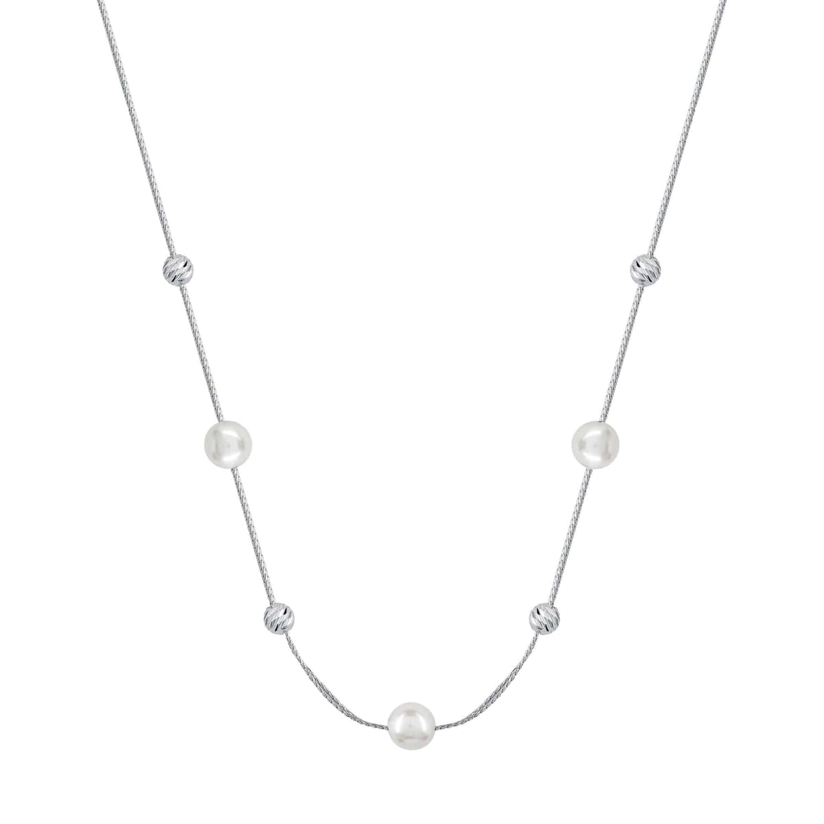 Κολιέ με Φυσικό Μαργαριτάρι από Λευκό Χρυσό 14 Καρατίων KL118871