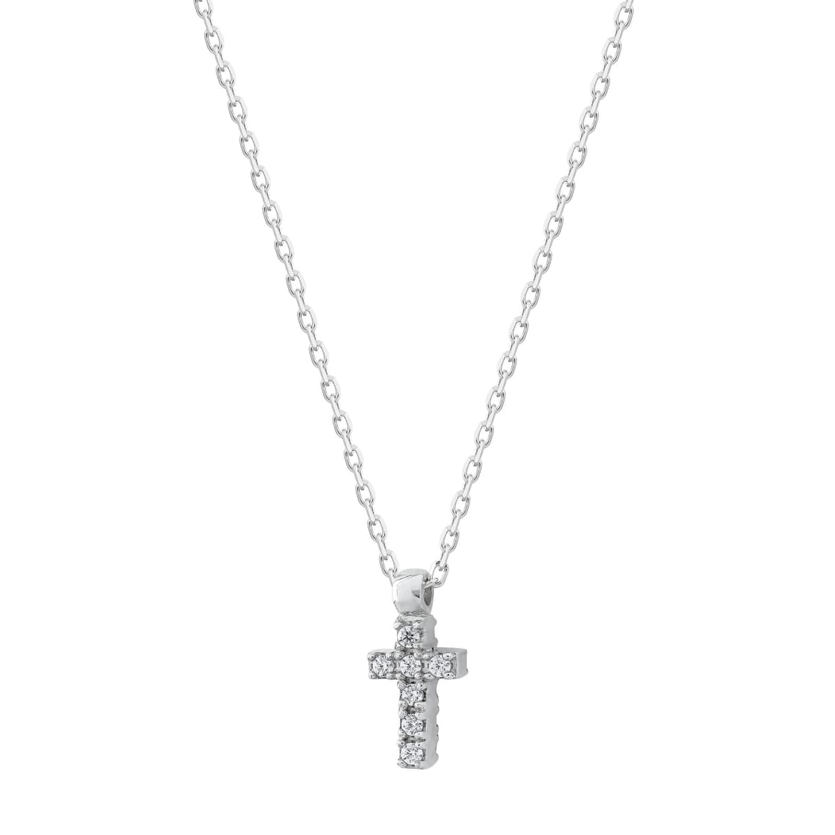 Κολιέ με Σταυρουδάκι από Λευκό Χρυσό 14 Καρατίων KL1409