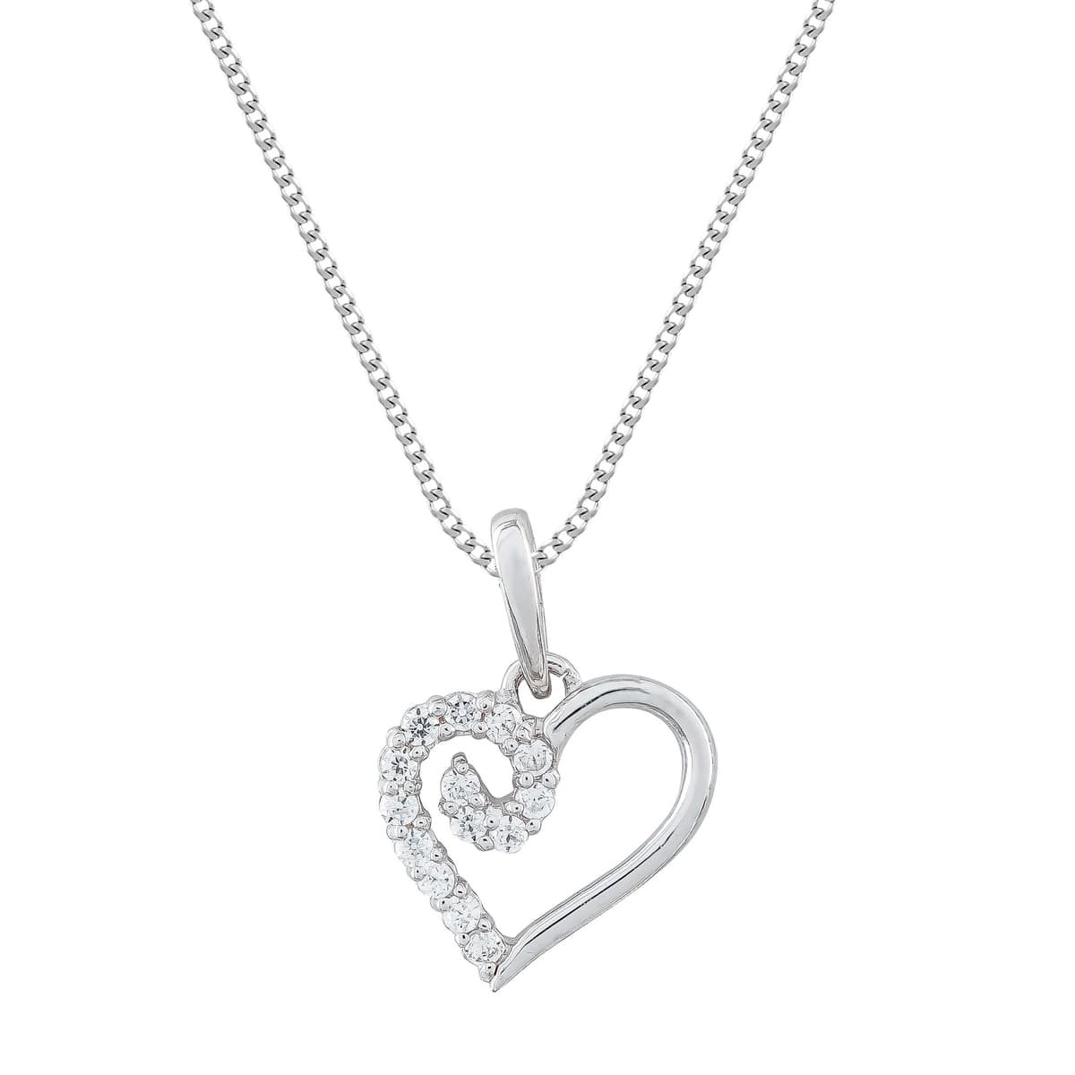 Κολιέ με Καρδιά από Λευκό Χρυσό 14 Καρατίων KL1957