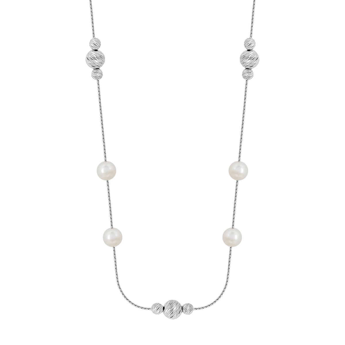 Κολιέ με Φυσικό Μαργαριτάρι από Λευκό Χρυσό 14 Καρατίων KL1968