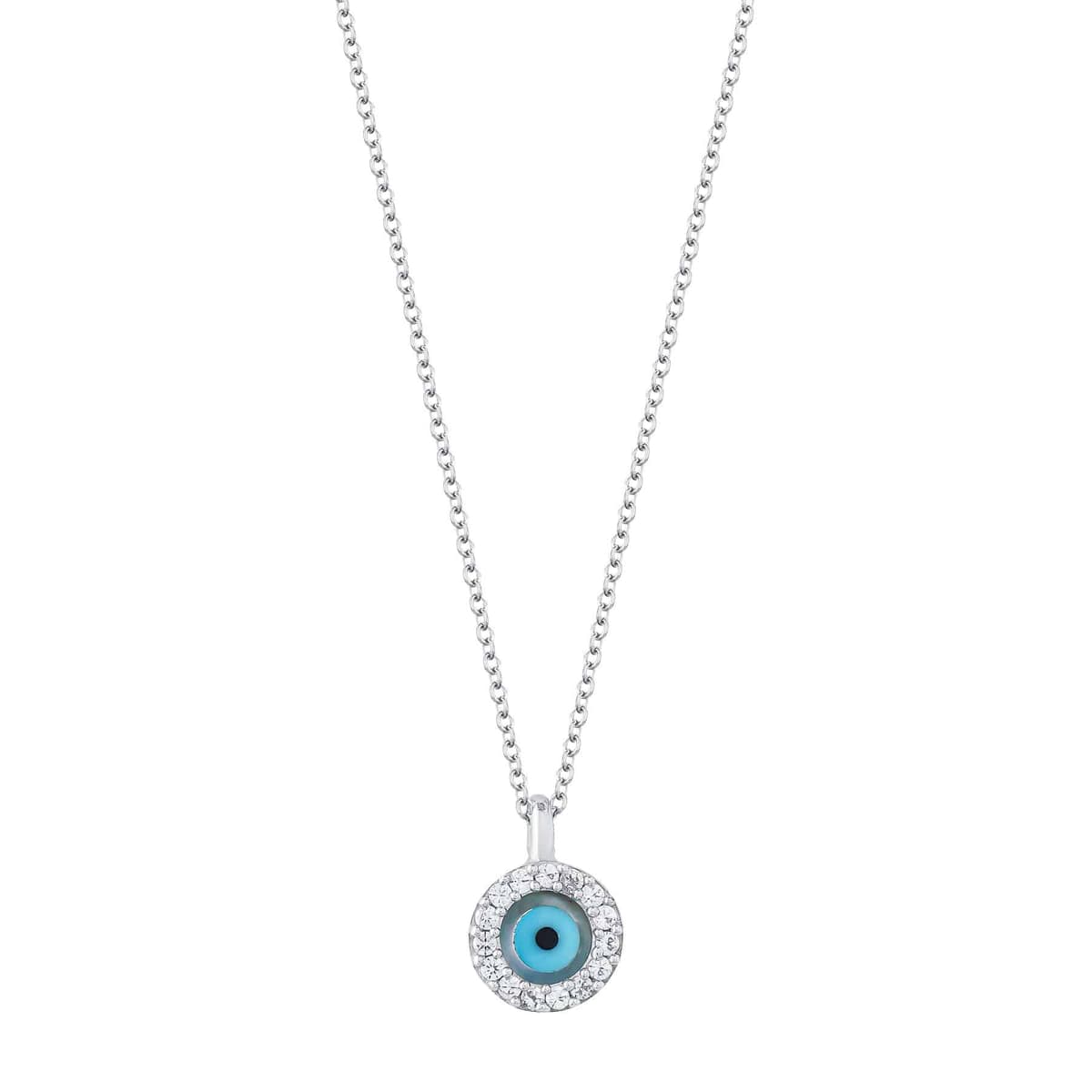 Κολιέ με Ματάκι από Λευκό Χρυσό 9 Καρατίων KL2015