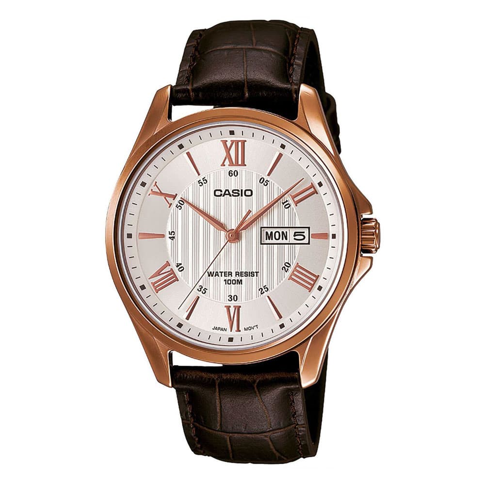 CASIO Collection Brown Leather Strap MTP-1384L-7AVEF