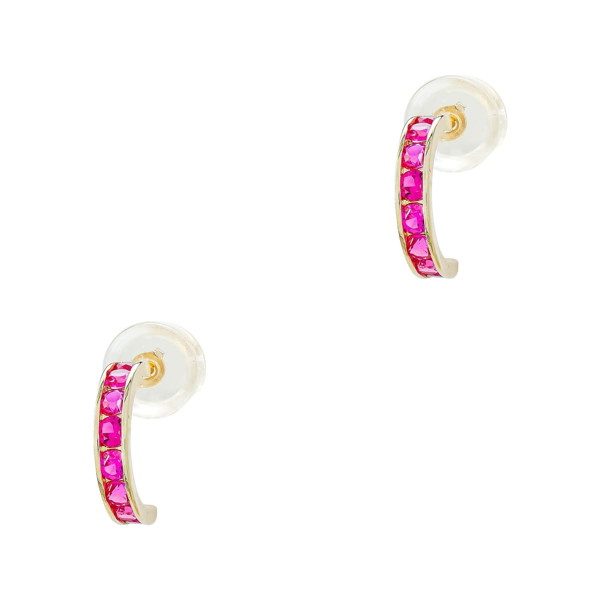 Παιδικά Σκουλαρίκια με Ροζ Πέτρες από Κίτρινο Χρυσό 14 Καρατίων PSK517