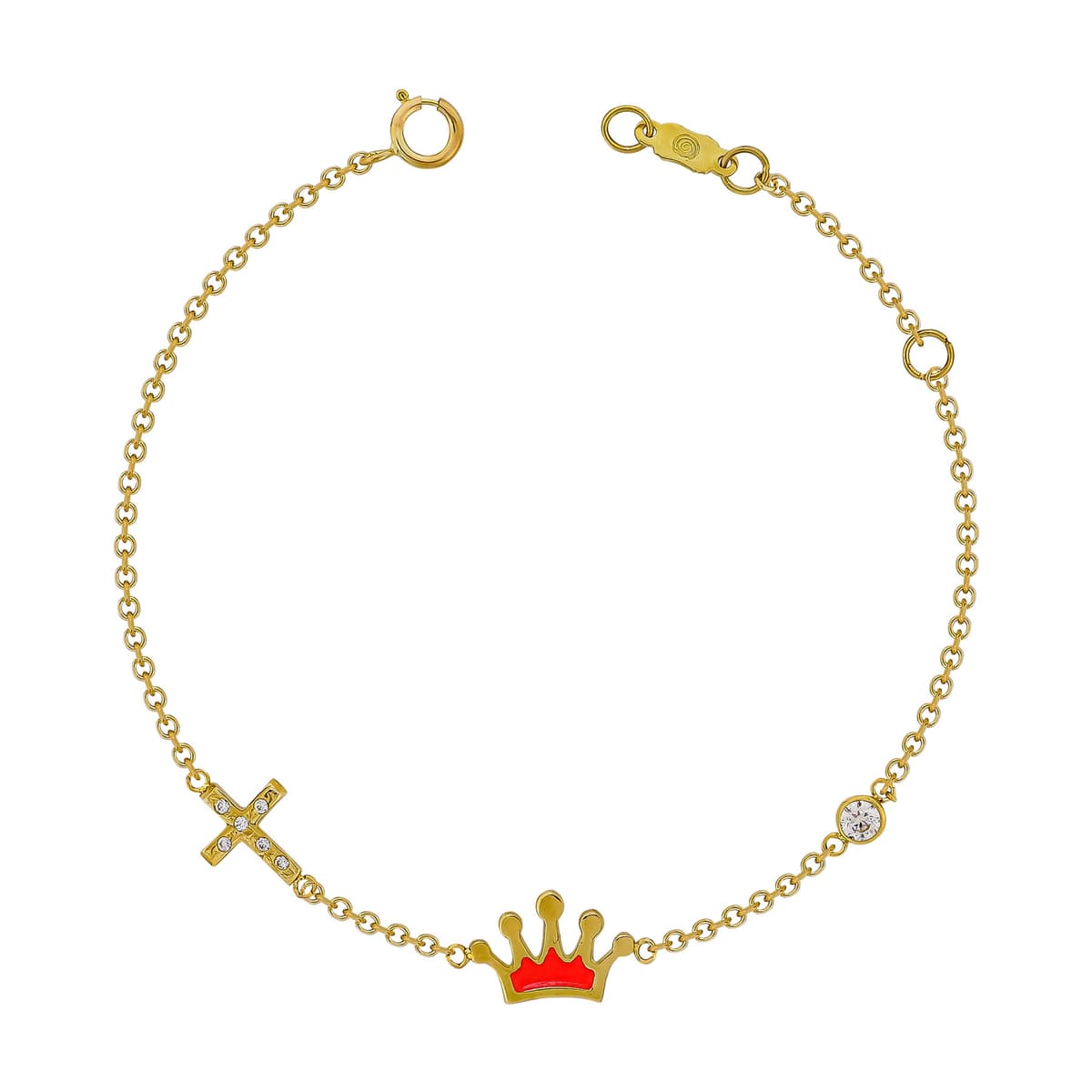 Παιδικό Βραχιόλι Mε Κορώνα Από Κίτρινο Χρυσό 9 Καρατίων PVR119805