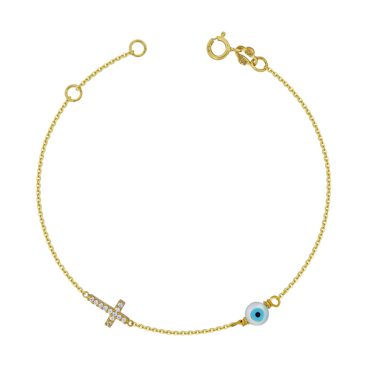 Παιδικό Βραχιόλι Mε Σταυρουδάκι Από Κίτρινο Χρυσό 9 Καρατίων PVR119840