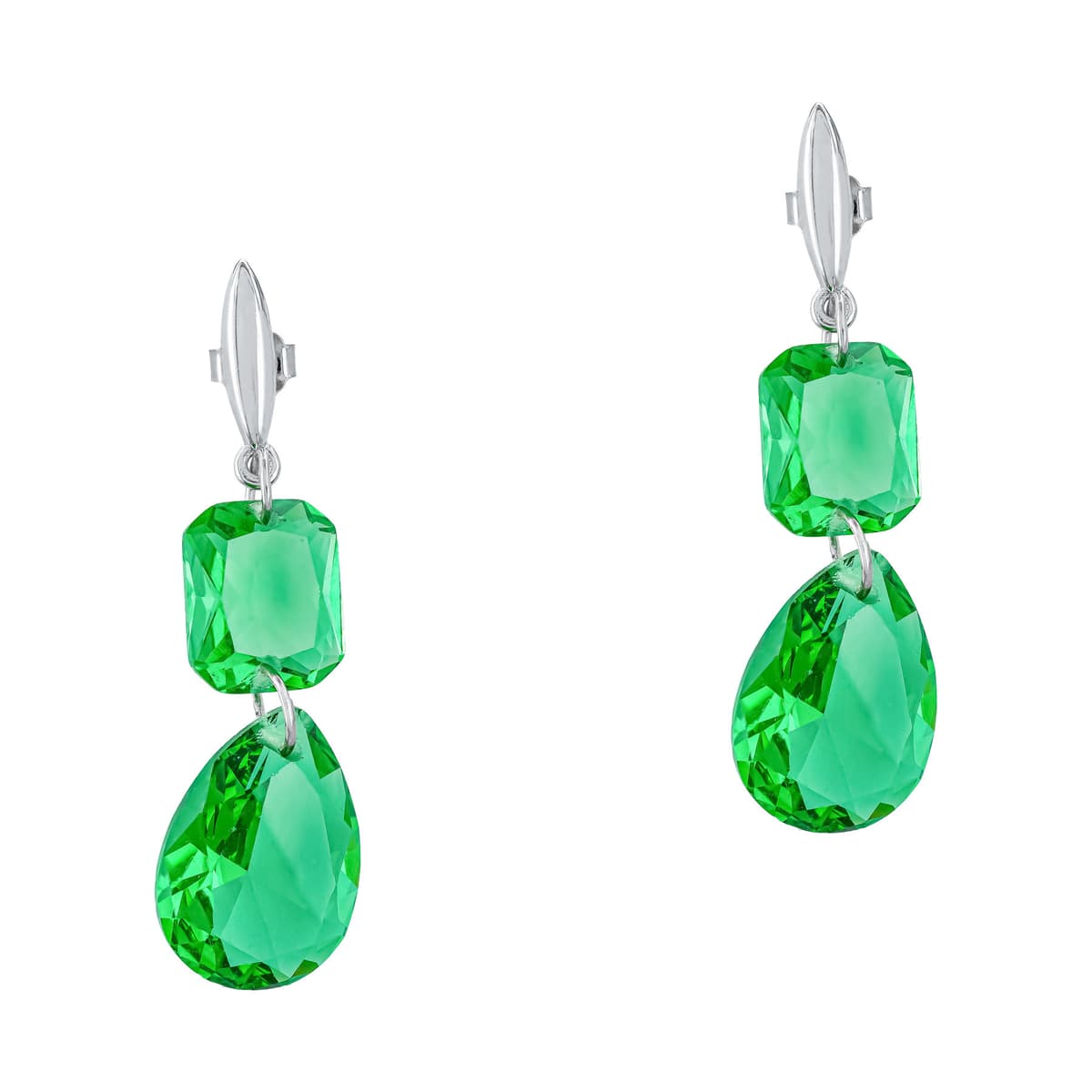 Luxenter Σκουλαρίκια με Πράσινες Πέτρες Από Ασήμι SK2285