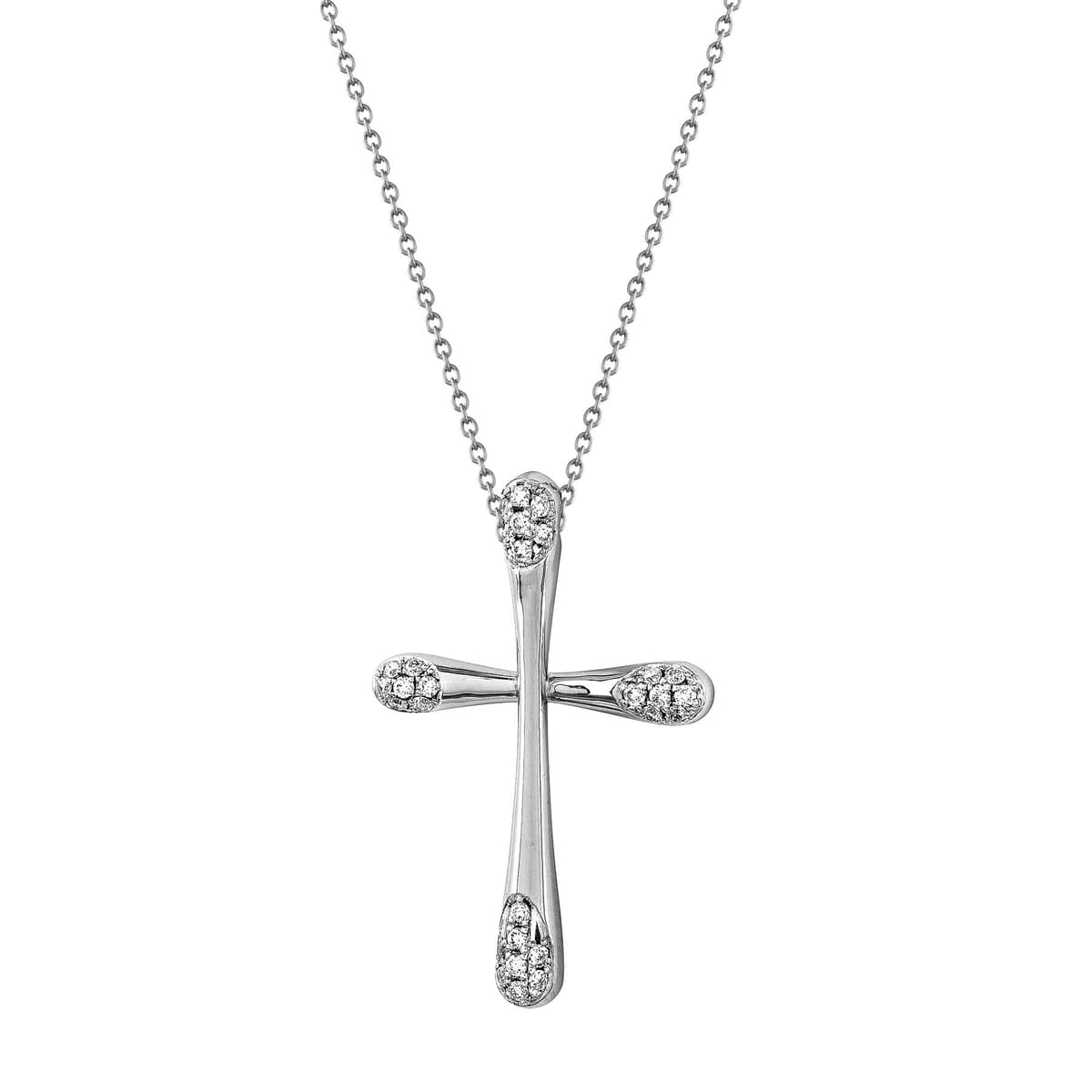 Σταυρός Βάπτισης Γυναικείος Σε Λευκό Χρυσό 18 Καρατίων με Διαμάντια Brilliant ST3043