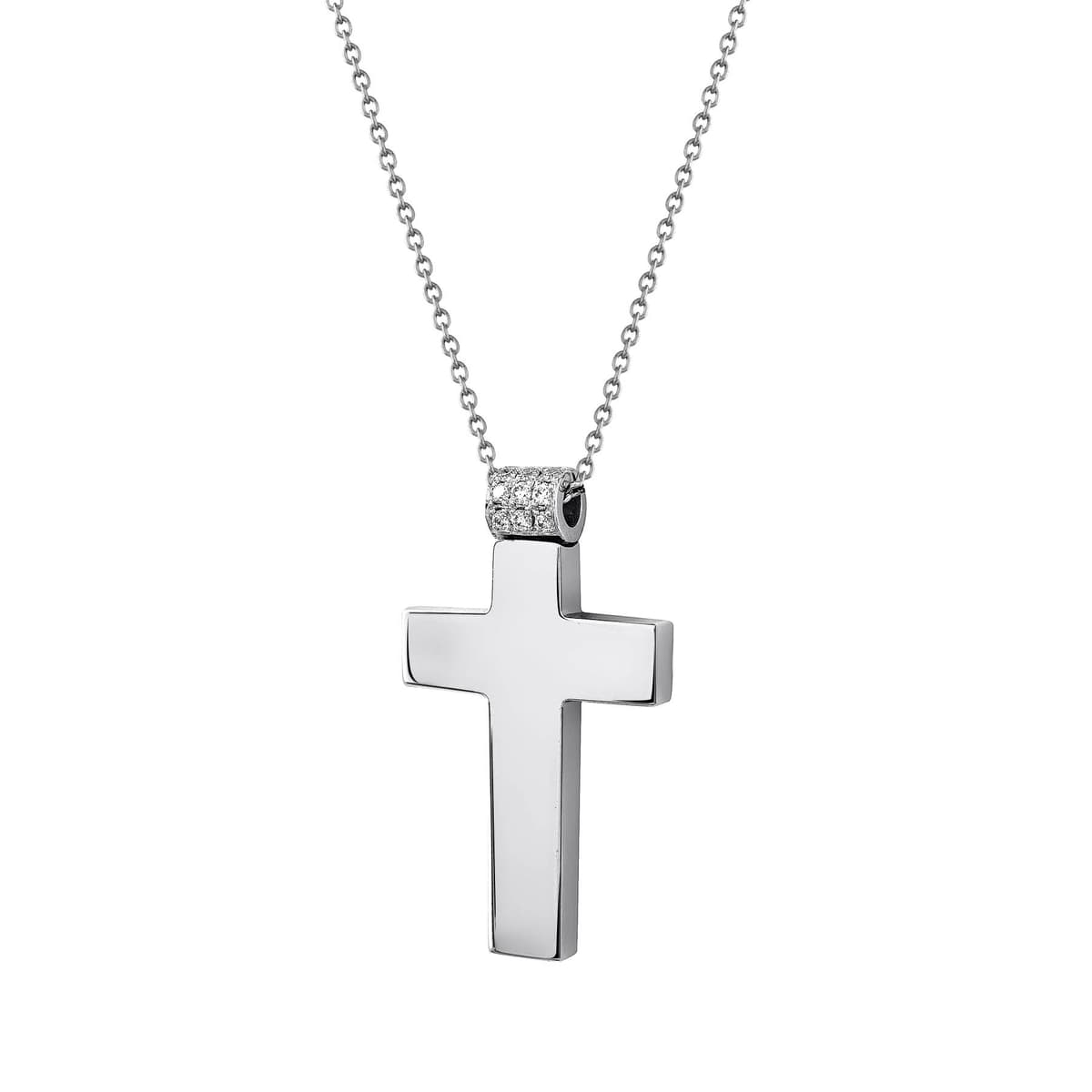 Σταυρός Βάπτισης Γυναικείος Σε Λευκό Χρυσό 18 Καρατίων με Διαμάντια Brilliant ST3048