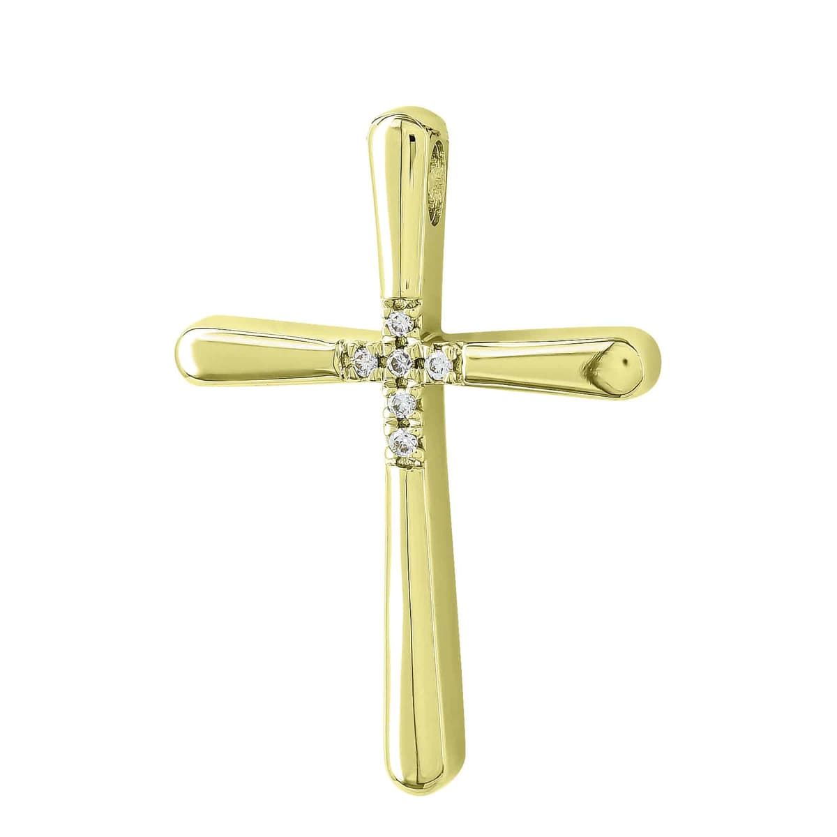 Σταυρός Βάπτισης Γυναικείος σε Kίτρινο Χρυσό 14 Καρατίων με Πέτρες ST3334