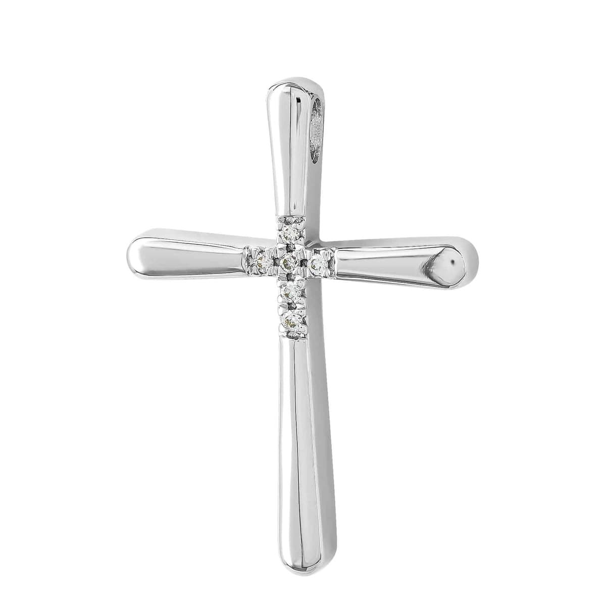 Σταυρός Βάπτισης Γυναικείος σε Λευκό Χρυσό 14 Καρατίων με Πέτρες ST3336