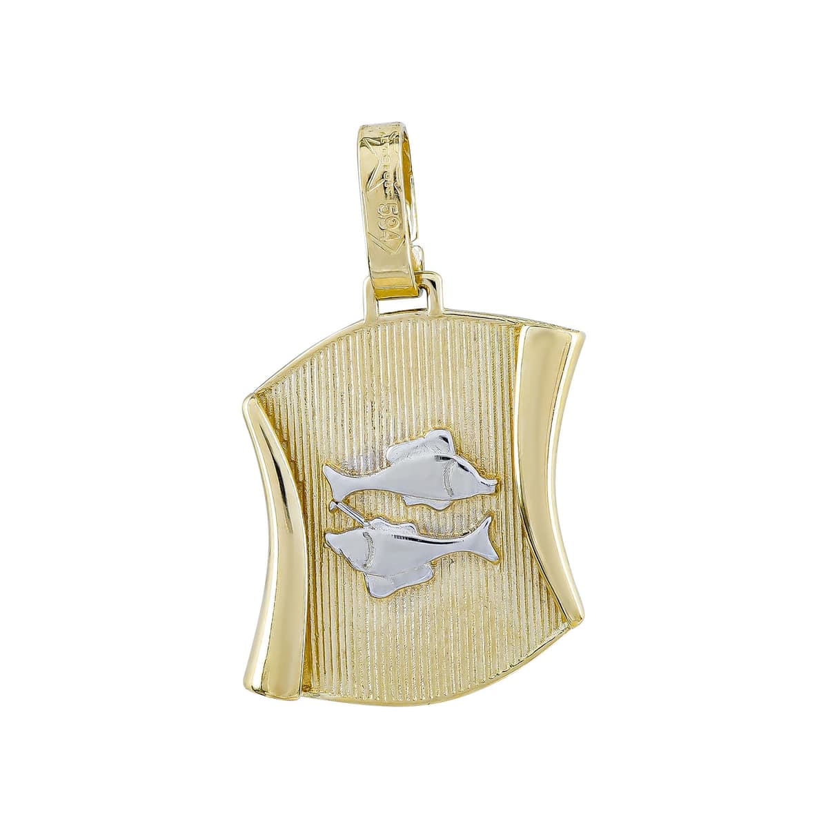 Ζώδιο Ιχθείς σε Πάπυρο από Δίχρωμο Χρυσό 14 Καρατίων ZD277