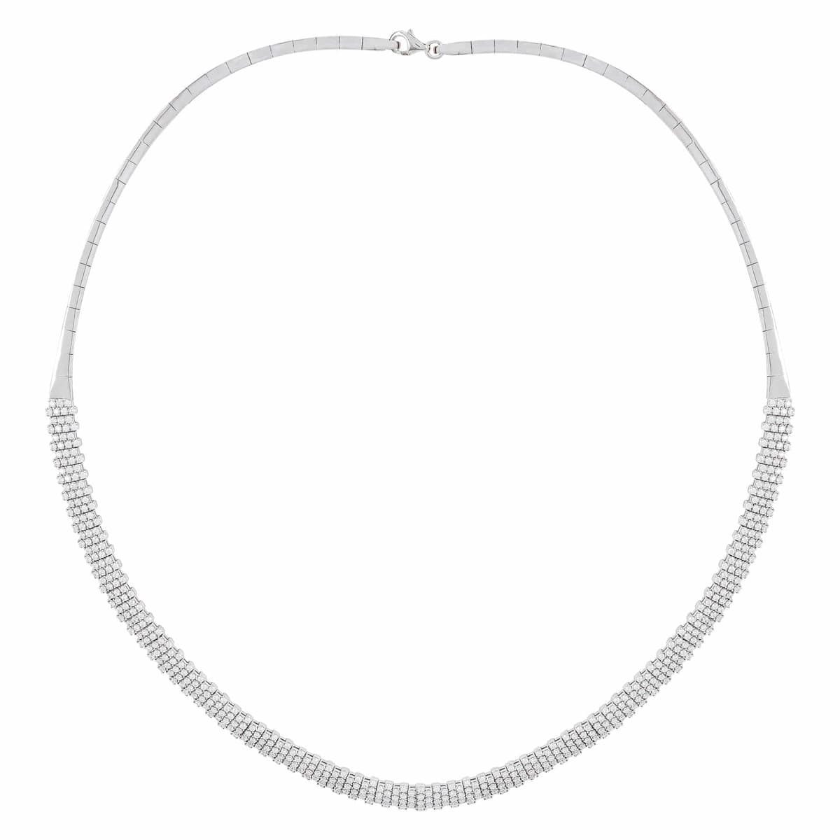 Κολιέ με Λευκές Πέτρες από Λευκό Χρυσό 14 Καρατίων KL1616