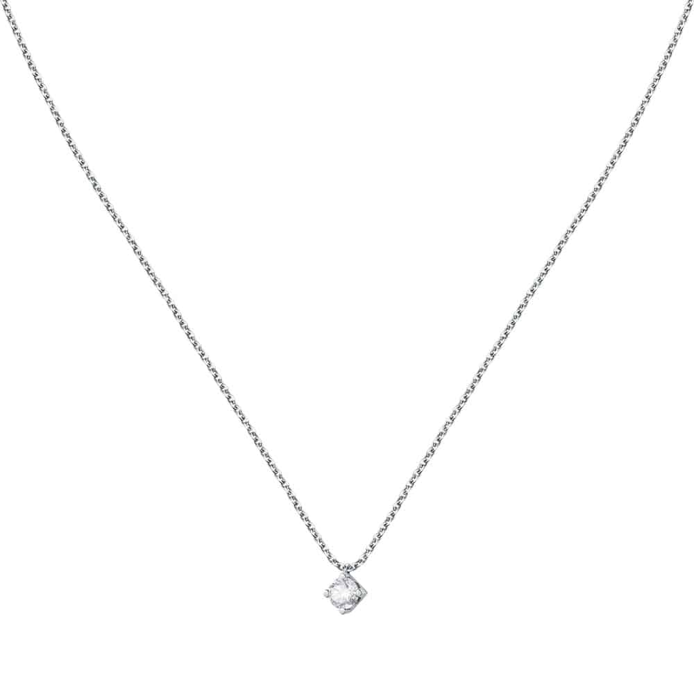 Live Diamond Koλιέ Μονόπετρο Με Διαμάντι Brilliant από Λευκό Χρυσό 18 Καρατίων DKL2109