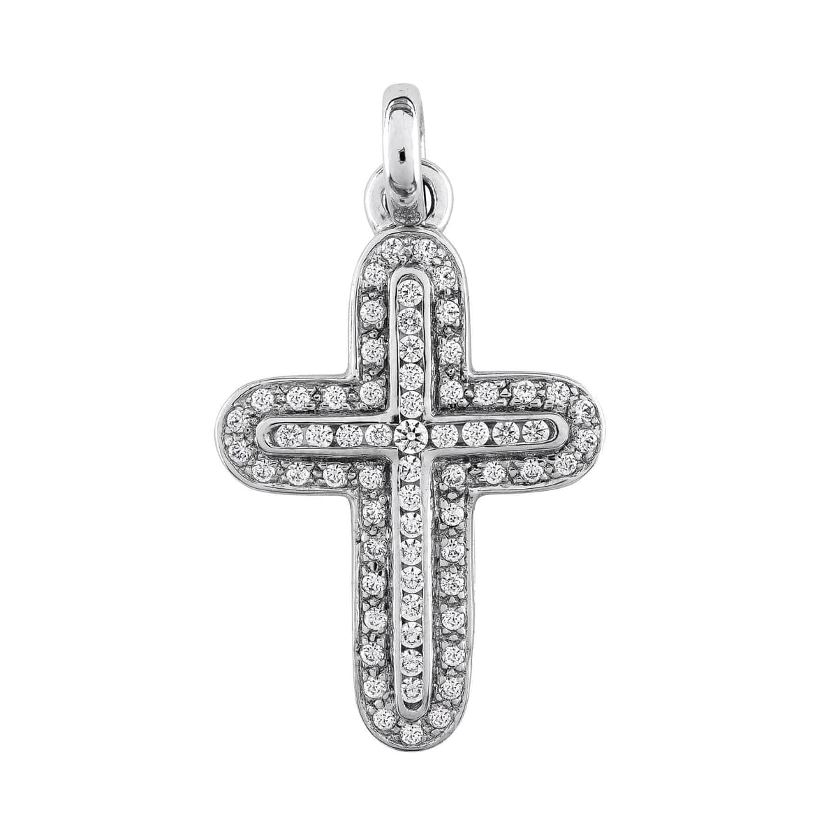 Σταυρός Βάπτισης Γυναικείος Σε Λευκό Χρυσό 14 Καρατίων με Πέτρες ST3072