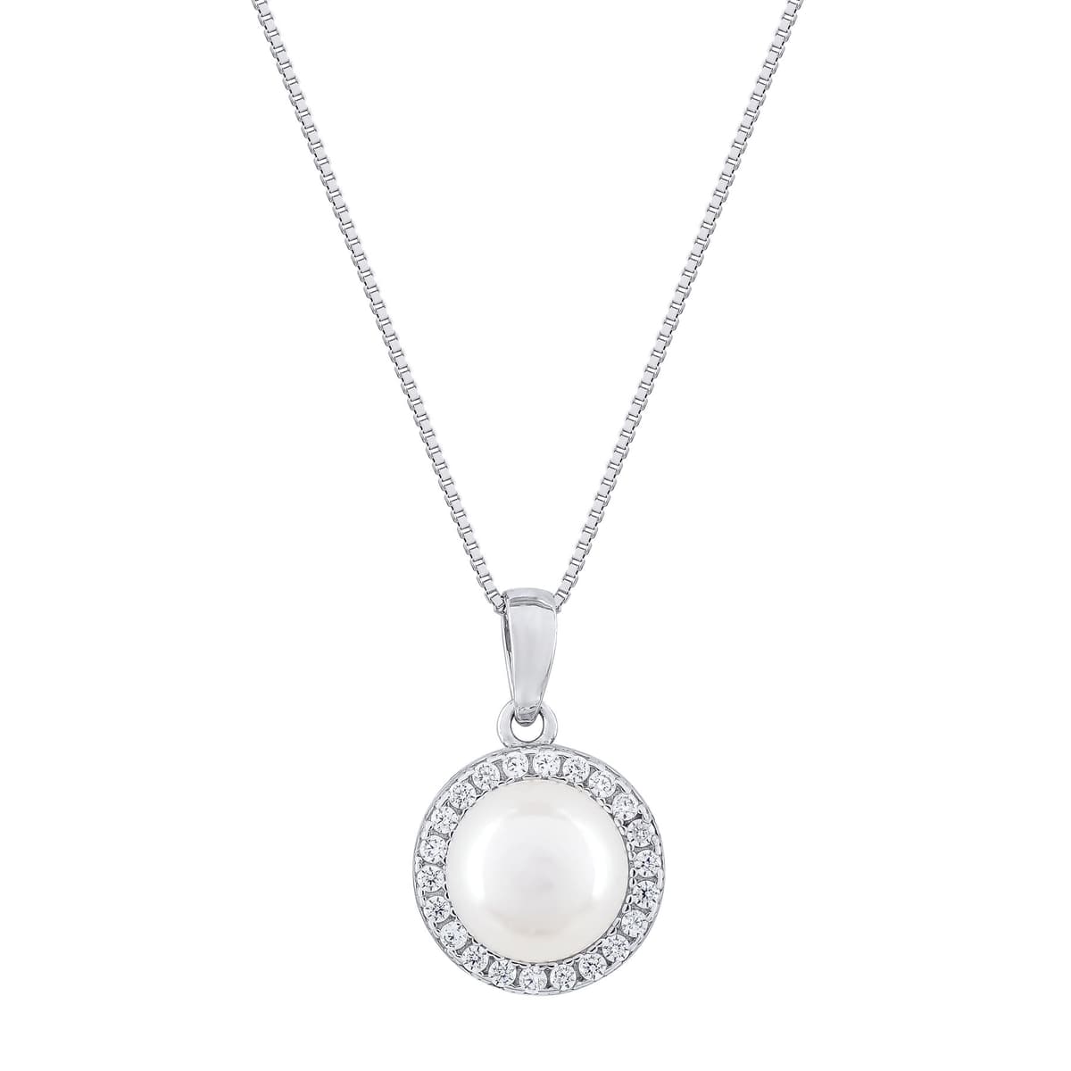 Κολιέ με Φυσικό Μαργαριτάρι από Λευκό Χρυσό 14 Καρατίων KL1870