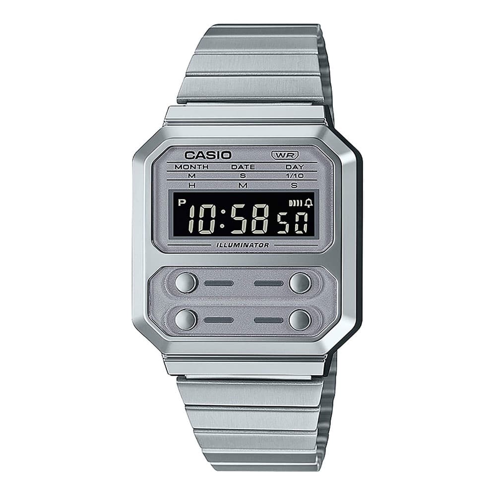 CASIO Vintage Silver Stainless Steel Bracelet A-100WE-7BEF