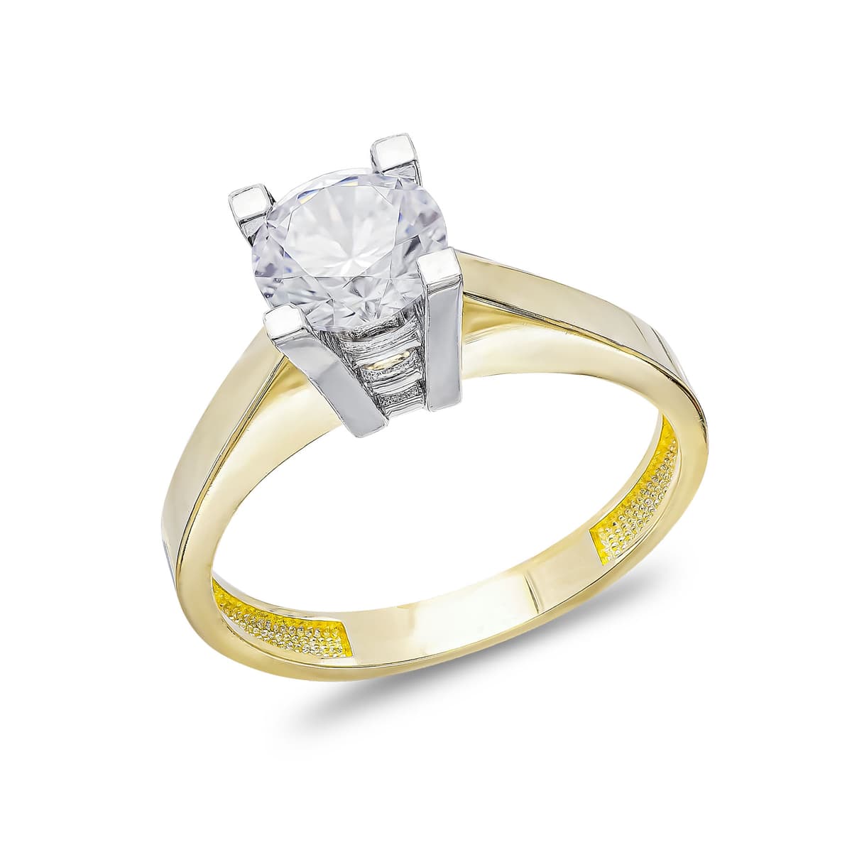 Moνόπετρο Δαχτυλίδι Δίχρωμο Χρυσό 14 Καρατίων DX1701