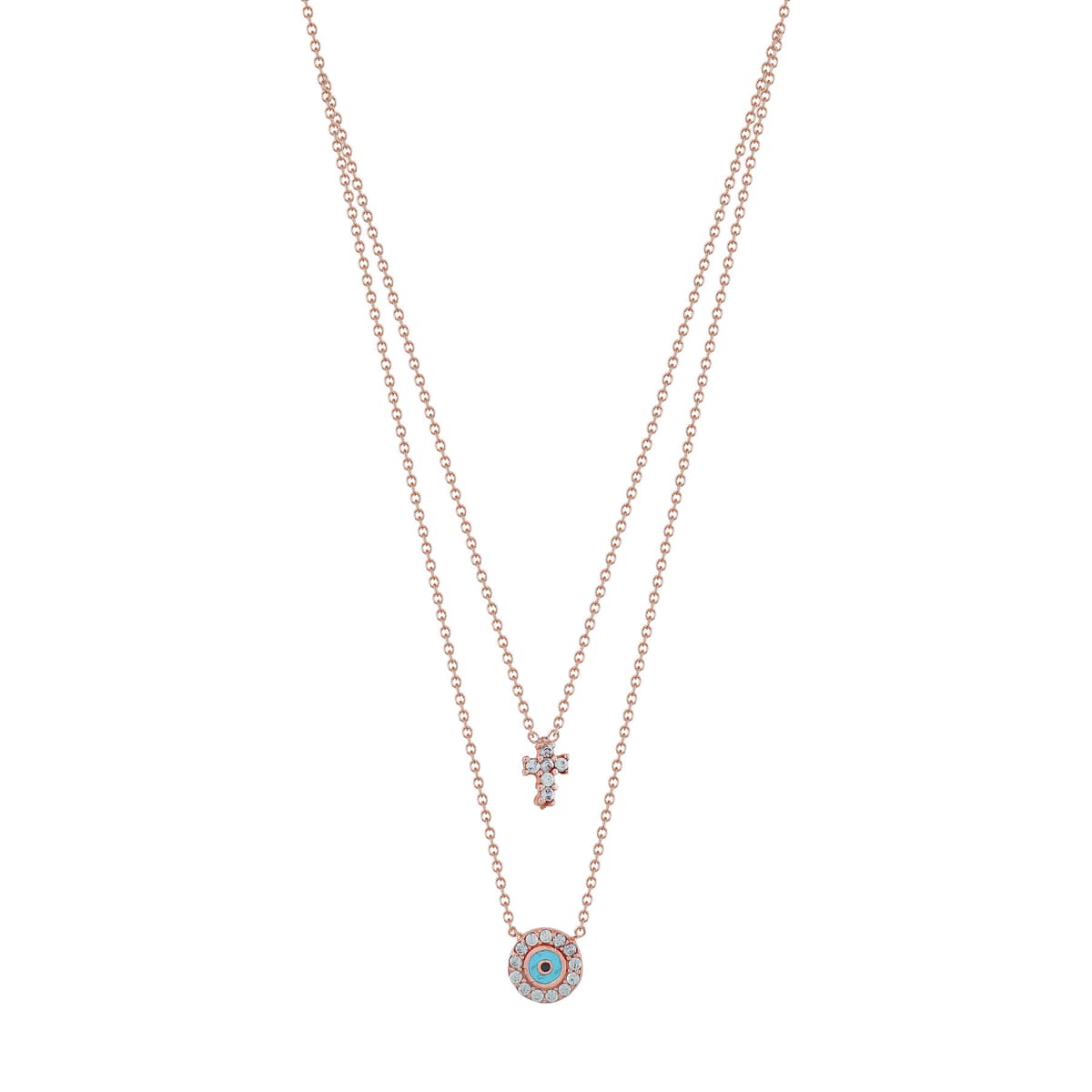 Κολιέ με Ματάκι από Ροζ Χρυσό 14 Καρατίων KL1696