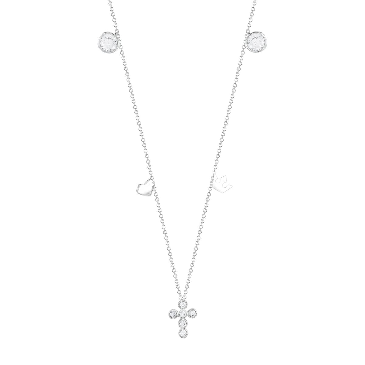 Κολιέ Σταυρουδάκι από Λευκό Χρυσό 14 Καρατίων KL1709