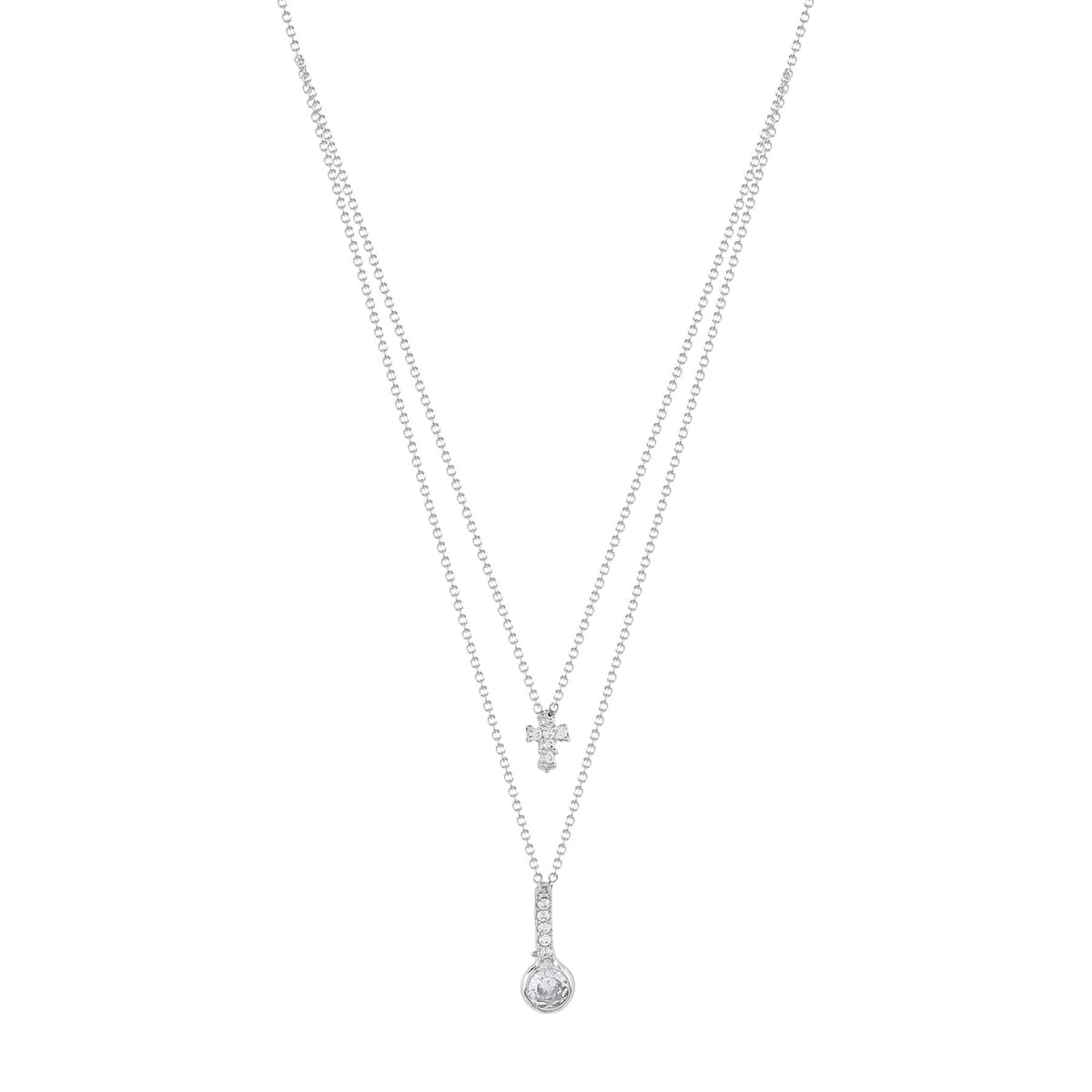 Κολιέ Μονόπετρο από Λευκό Χρυσό 14 Καρατίων KL1710