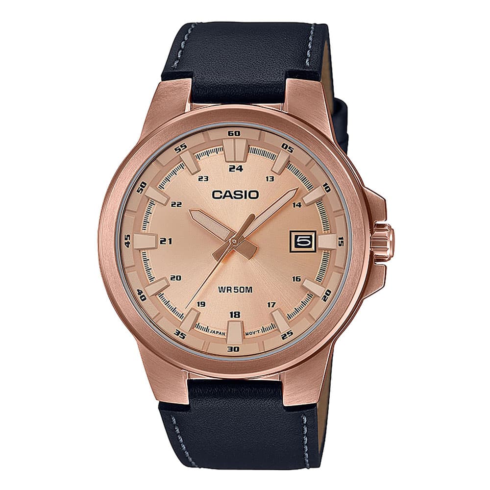 CASIO Enticer Black Leather Strap MTP-E173RL-5AVEF