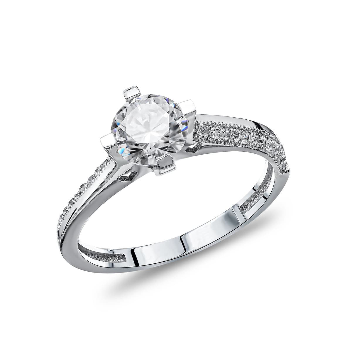 Moνόπετρο Δαχτυλίδι Λευκό Χρυσό 14 Καρατίων DX1736