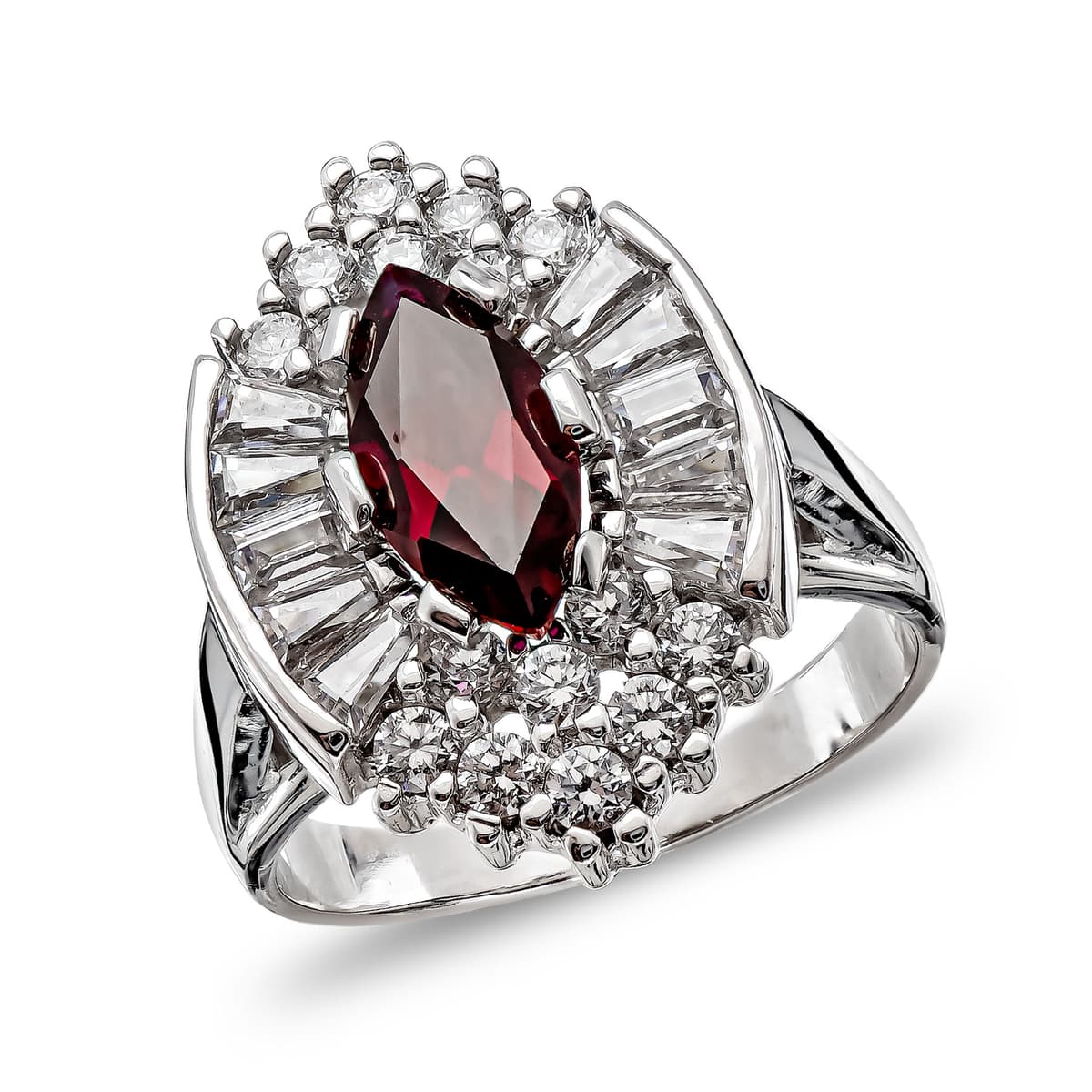 Δαχτυλίδι με Γρανάτη από Λευκό Χρυσό 14 Καρατίων DX1841