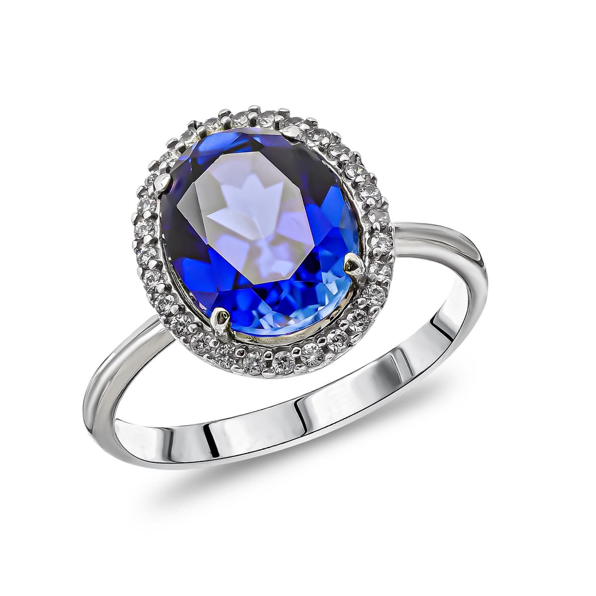 Δαχτυλίδι με Μπλε Πέτρες απο Λευκό Χρυσό 14 Καρατίων DX1846