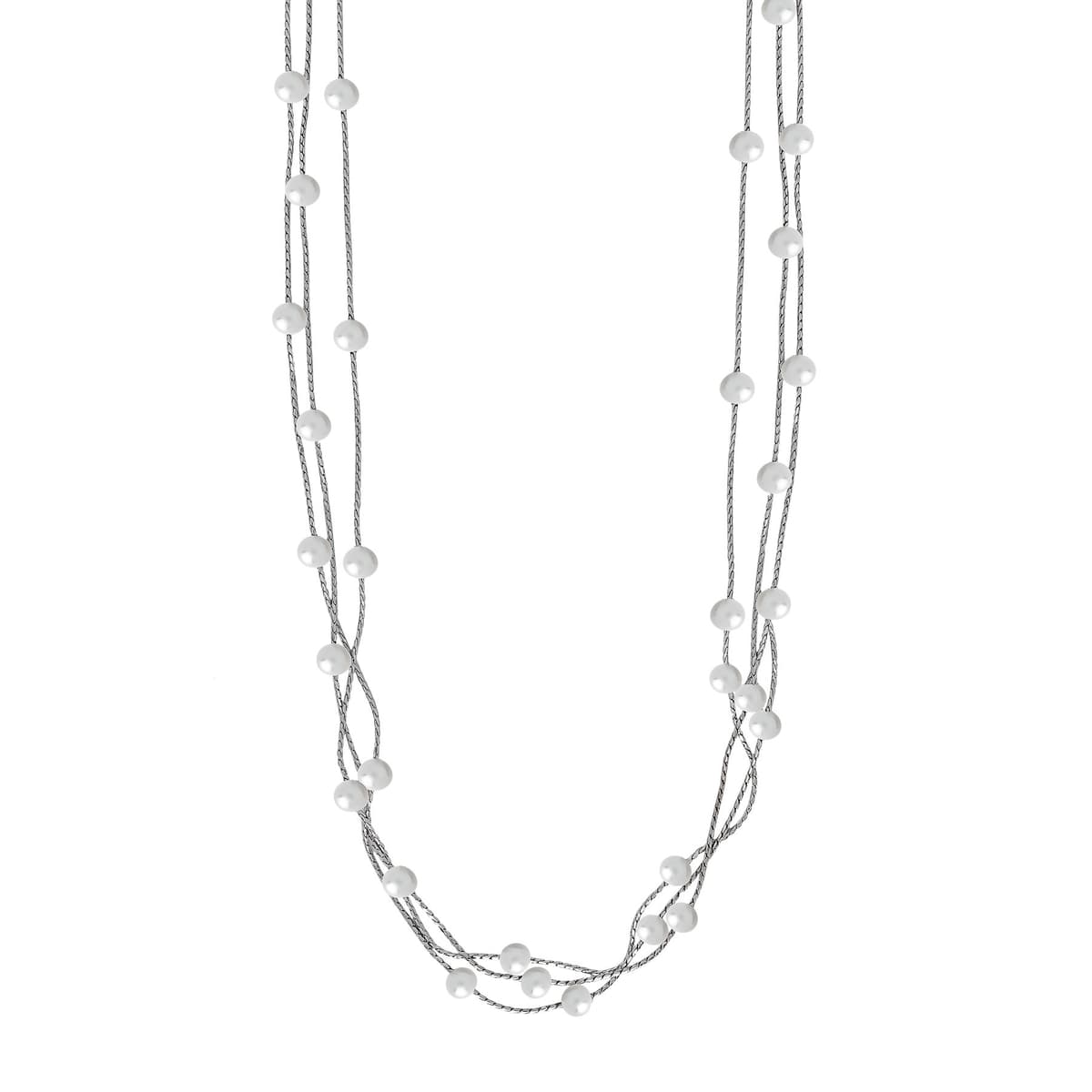 Κολιέ με Φυσικά Μαργαριτάρια από Λευκό Χρυσό 14 Καρατίων KL2210