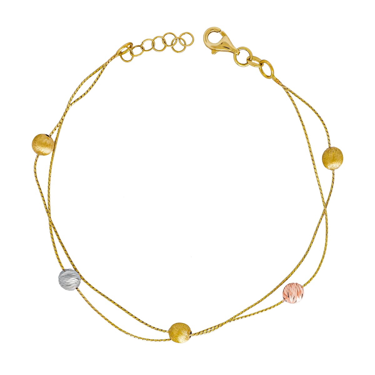 Βραχιόλι με Διαμανταρισμένες Μπαλίτσες από Τρίχρωμο Χρυσό 14 Καρατίων VR1370